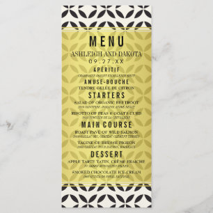 Hochzeitsmenü Creme & Schwarzes geometrisches Mu Menükarte