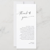 Hochzeitsmenü Danke Karte, Gäste Dankeschön (Vorderseite)