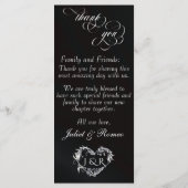 Hochzeitsmenü & Danke - Schwarz Menükarte (Rückseite)