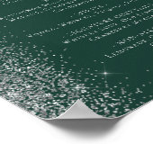 Hochzeitsmenü "Dark Green Silver Glitzer" Poster (Ecke)