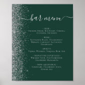 Hochzeitsmenü "Dark Green Silver Glitzer" Poster (Vorne)