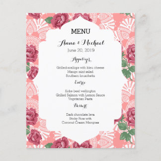 Hochzeitsmenü Delikate Country Chic Rose & Lace