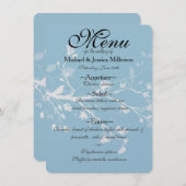 Hochzeitsmenü der Blue Bird Branches Menükarte (Vorne/Hinten)