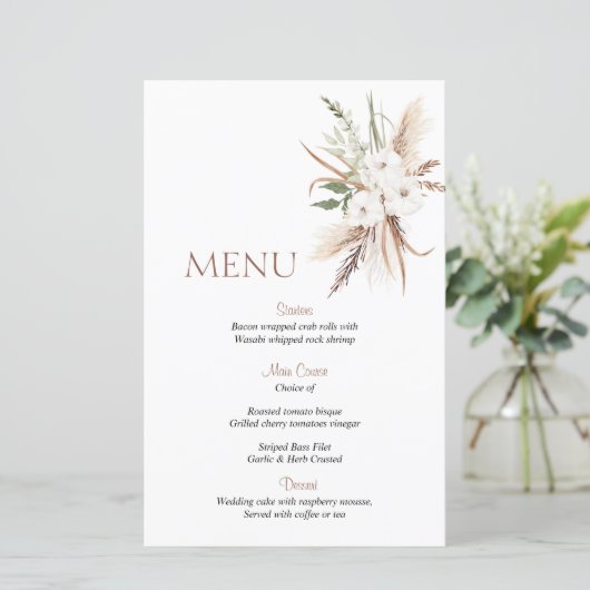 Hochzeitsmenü der Blume Boho beige (Stehend Vorderseite)