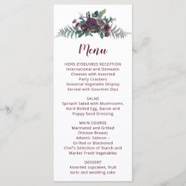 Hochzeitsmenü der Blume Watercolor Burgundy und Gr Menükarte