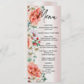 Hochzeitsmenü der Blume Watercolor Peony Menükarte (Vorne/Hinten)