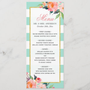 Hochzeitsmenü der Blumenzwiebeln auf den grünen St Menükarte