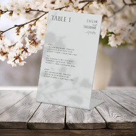 Hochzeitsmenü der eleganten neutralen Linie Blume Sockelschild