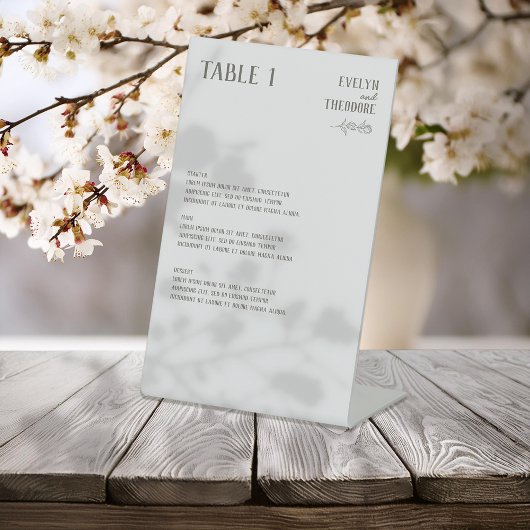 Hochzeitsmenü der eleganten neutralen Linie Blume Sockelschild