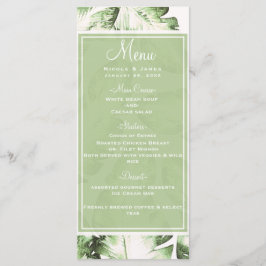 Hochzeitsmenü der eleganten White Green Tropical B Menükarte