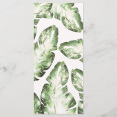 Hochzeitsmenü der eleganten White Green Tropical B Menükarte (Rückseite)