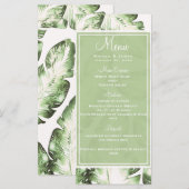 Hochzeitsmenü der eleganten White Green Tropical B Menükarte (Vorne/Hinten)