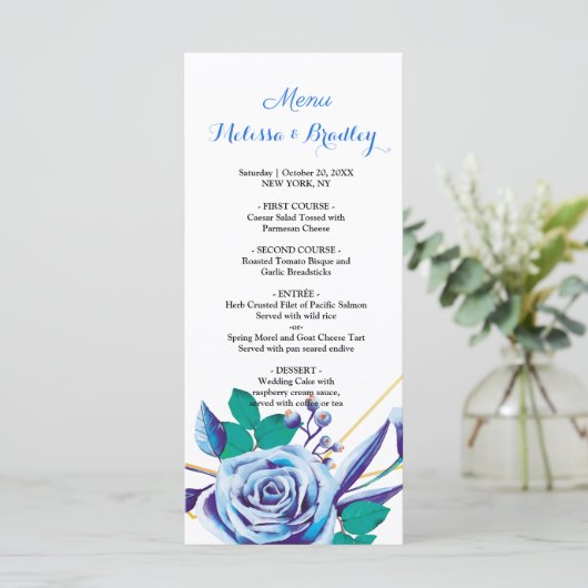 Hochzeitsmenü der geometrischen Goldrahmen-Blütenf Programm (Stehend Vorderseite)