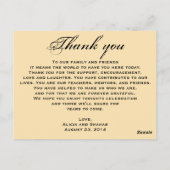 Hochzeitsmenü der Gold Rose Vielen Dank Postkarte (Rückseite)