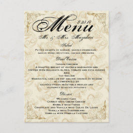 Hochzeitsmenü der Gold Rose Vielen Dank Postkarte