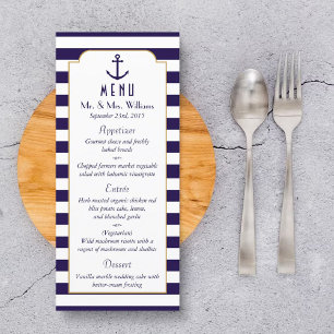 Hochzeitsmenü der Nautischen Marine und des Weißst Menükarte