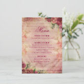 Hochzeitsmenü der Rose Floral Watercolor Menükarte (Stehend Vorderseite)