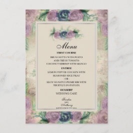 Hochzeitsmenü der Rose Floral Watercolor Menükarte