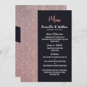 Hochzeitsmenü der Rose Gold Glitzer Menükarte (Vorne/Hinten)