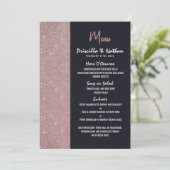 Hochzeitsmenü der Rose Gold Glitzer Menükarte (Stehend Vorderseite)
