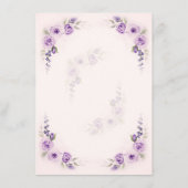 Hochzeitsmenü der Rose Lavendel und Blush Menükarte (Rückseite)