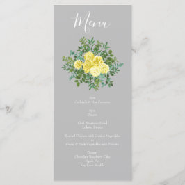 Hochzeitsmenü der Rose "Light Yellow & Gray Peony" Menükarte