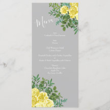 Hochzeitsmenü der Rose "Light Yellow & Gray Peony"