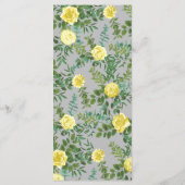 Hochzeitsmenü der Rose "Light Yellow & Gray Peony" Menükarte (Rückseite)