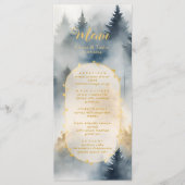 Hochzeitsmenü der Rosenblauen Pinienwälder Menükarte (Vorderseite)