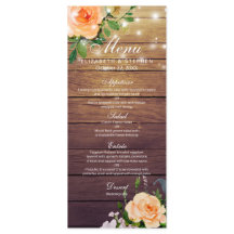 Hochzeitsmenü der rustikalen Holz-Rose