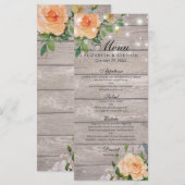 Hochzeitsmenü der rustikalen Holz-Rose Menükarte (Vorne/Hinten)