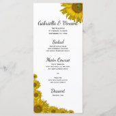 Hochzeitsmenü der Sonnenblumenkante Menükarte (Vorderseite)