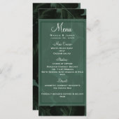 Hochzeitsmenü der tropischen Blätter mit grünem un Menükarte (Vorne/Hinten)