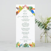 Hochzeitsmenü der tropischen Hawaiianischen Flora Menükarte (Stehend Vorderseite)