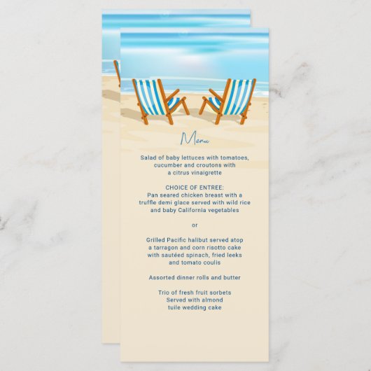 Hochzeitsmenü der tropischen Stühle Menükarte (Vorne/Hinten)