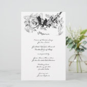 Hochzeitsmenü der Vintagen Love Bird-White-Blume (Stehend Vorderseite)