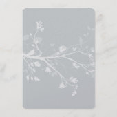 Hochzeitsmenü der White Gray Bird Branches Menükarte (Rückseite)