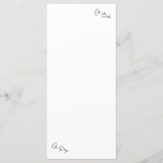 Hochzeitsmenü der Wildblume Programm (Rückseite)