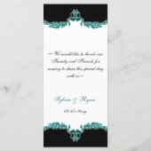 Hochzeitsmenü des Aqua Menükarte (Rückseite)