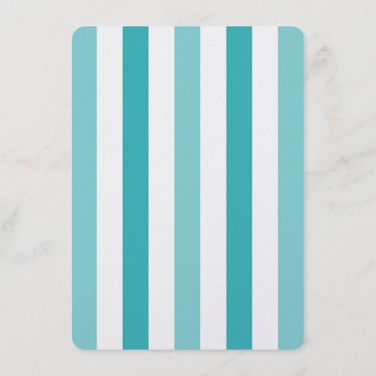 Hochzeitsmenü des Beach Blue Türkise Stripes Menükarte (Rückseite)