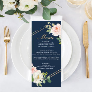 Hochzeitsmenü des Blue Gold Blush Menükarte