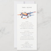 Hochzeitsmenü des Blue Orange Blush Watercolor-Flu Einladung (Vorderseite)