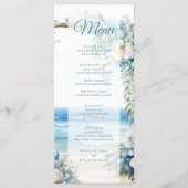 Hochzeitsmenü des Blue Tropical Arch Beach Menükarte (Vorderseite)