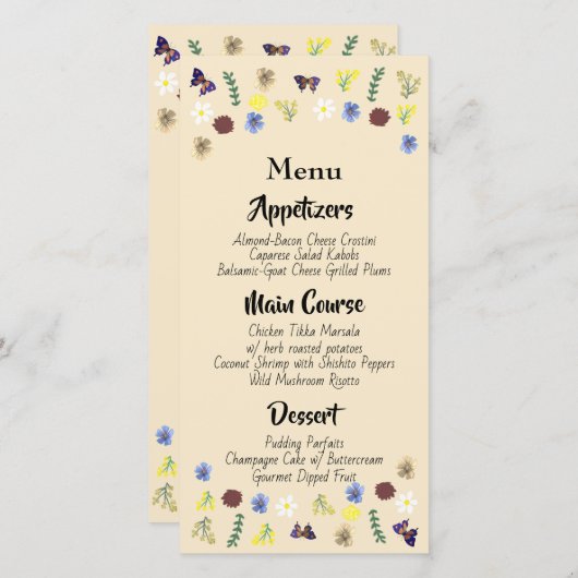 Hochzeitsmenü des Botanischen Blumengartens (Vorne/Hinten)