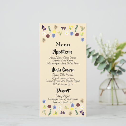 Hochzeitsmenü des Botanischen Blumengartens (Stehend Vorderseite)