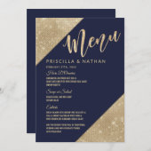 Hochzeitsmenü des Glitzer Sequin Gold Navy Blue Im Menükarte (Vorne/Hinten)