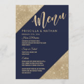 Hochzeitsmenü des Glitzer Sequin Gold Navy Blue Im Menükarte (Vorderseite)