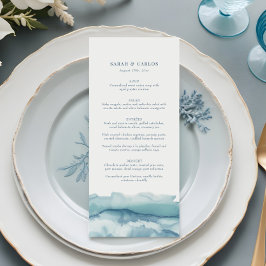 Hochzeitsmenü des modernen Blue Ocean Watercolor Menükarte