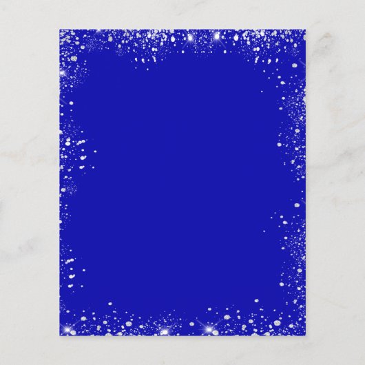 Hochzeitsmenü des Royal Blue Glitzer Bar (Rückseite)