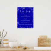 Hochzeitsmenü des Royal Blue Glitzer Bar Poster (Küche)
